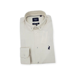 Polo Shirts Polo Men's Long Sleeve Linen Shirt Stone