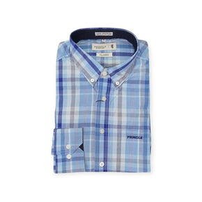 Pringle Shirts Pringle Men's Classic Long Sleeve Shirt Blue Check