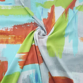 PRINTED ARMANI SATIN Dress Fabrics Lime/Orange Printed Armani Satin Fabric 150 cm (7719825834073)