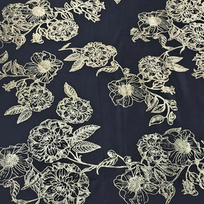 PRINTED SATIN Dress Fabrics Black Foil Duchess Satin 150cm (7805231824985)