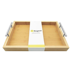 Regent SERVING TRAY Regent Bamboo Rectangular Tray With St Steel Handles 395x285x73mm 30250