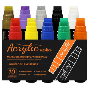 The Art Journey 10-Piece Premium Acrylic Paint Marker Set, Broad 15mm Nib ART012 (7802270941273)