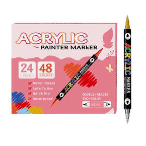 The Art Journey 24-Pack 48 Color Dual-Tip Acrylic Paint Marker Set - 2 Colors Per Pen ART001 (7802269237337)