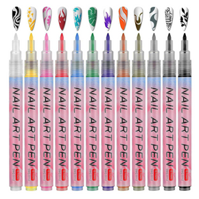 The Art Journey 12 Color 3D Nail Art Pens Set Nail Point Graffiti Dotting Pens ART013 (7802273103961)