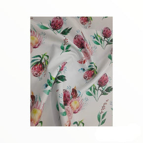 SANJAR Printed Vinyl Printed PU Vinyl Protea  Flowers White Printed PU Vinyl Protea Flowers 201 Collection 140 cm (7799214637145)