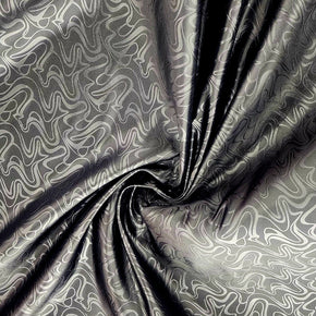 SATIN Dress Fabrics Black Embossed Duchess Satin Fabric 150 cm