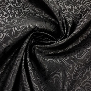 SATIN Dress Fabrics Black Embossed Duchess Satin Fabric 150 cm (7764509098073)