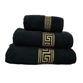 SIMON BAKER TOWEL Hand Towel  50 x 90 Simon Baker Greek Key Towels Black 600GMS (7725658996825)