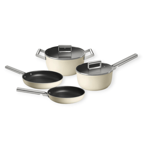 smeg FRYING PAN Smeg 50's Style Non-Stick 6-Piece Cookware Set Cream