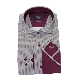 Stefano R Shirts Stefano R Men's Formal Shirt Grey/Maroon