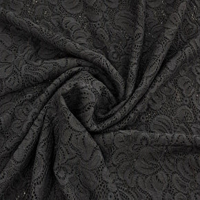 STRETCH LACE Dress Fabric Black Stretch Lace 150cm (7817888268377)