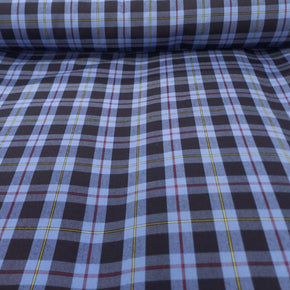 TARTAN CHECKS Dress Fabric Tartan Check Navy and Power blue Fabric 150cm (7876705681497)