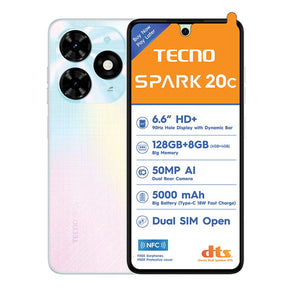 Tecno Smart Phones Tecno Spark 20C 4G Dual Sim 128GB - White (7740551135321)