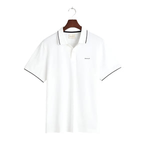 Gant Regular Tipped Piqué Golfer White (7928381800537)