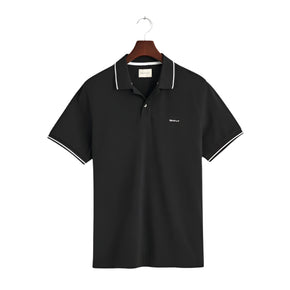 Gant Regular Tipped Piqué Golfer Black (7928382554201)