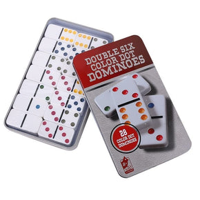 Toys Game Embellished Double Six Color Dot Dominoes Set Black Party & Fun Games Board Game