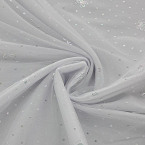 TULLE Dress Fabrics White Butterfly Shiny Tulle Foil 150cm (7813371428953)