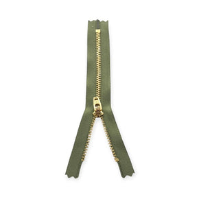 YKK ZIPS Habby 15cm YKK metal Gold C/END Zip Olive (7813685543001)